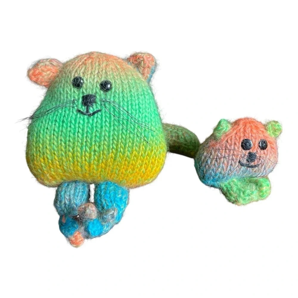 Handmade Cats‎ Rainbow Kitty Gift for Cat Lovers Stuffed Animals Knitted Toys